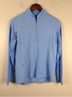 IBKUL Sun Protective UPF 50+ Cooling Solid UMORFIL Long Sleeve Zip Mock Neck S